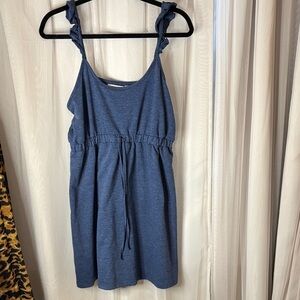 Blue Sleeveless Dress with Ruffle Straps